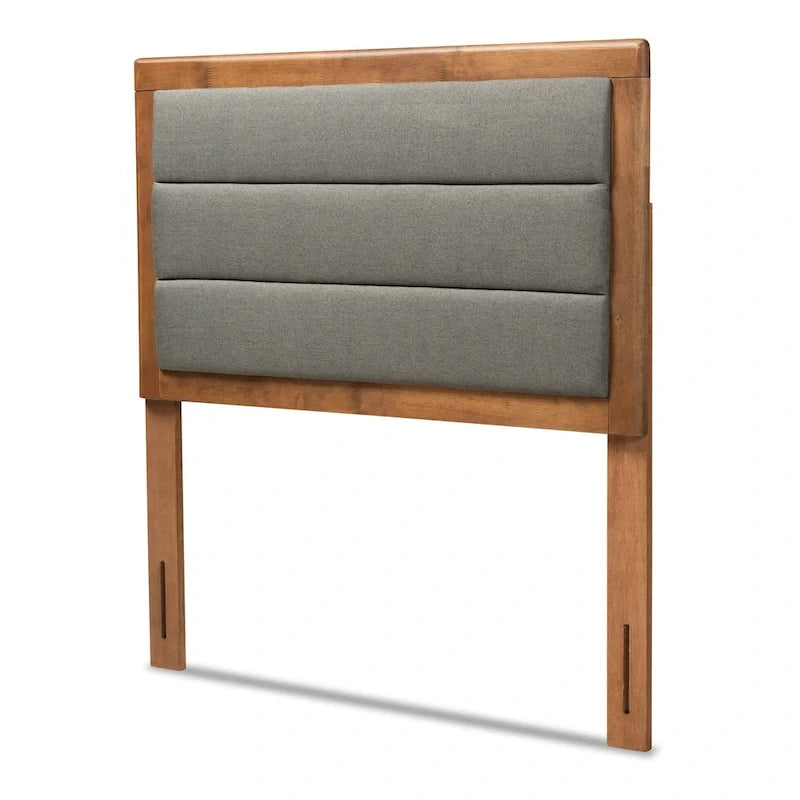 Tête de lit en tissu capitonné gris foncé et bois – Lit simple/double/Queen/King