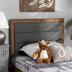 Tête de lit en tissu capitonné gris foncé et bois – Lit simple/double/Queen/King