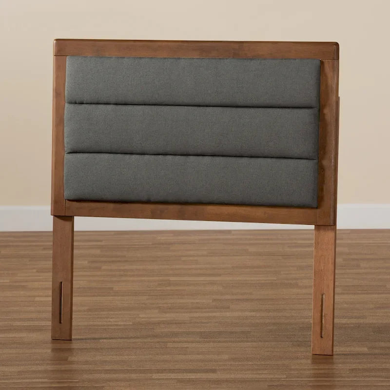Tête de lit en tissu capitonné gris foncé et bois – Lit simple/double/Queen/King