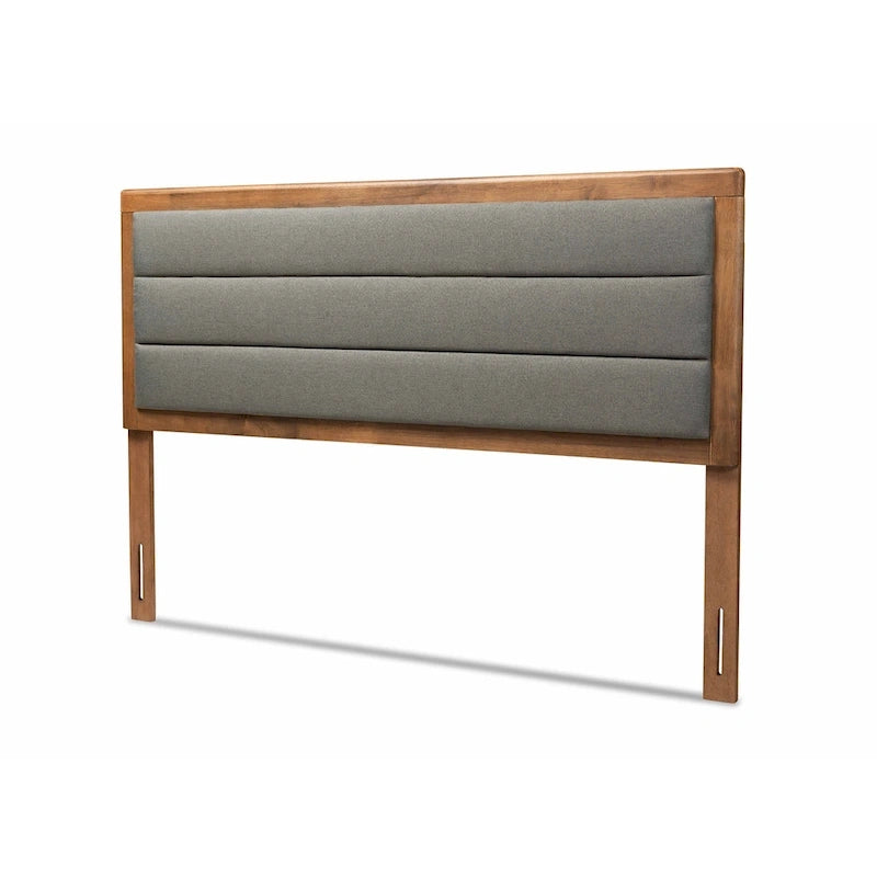 Tête de lit en tissu capitonné gris foncé et bois – Lit simple/double/Queen/King