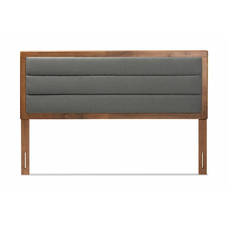 Tête de lit en tissu capitonné gris foncé et bois – Lit simple/double/Queen/King