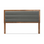 Tête de lit en tissu capitonné gris foncé et bois – Lit simple/double/Queen/King