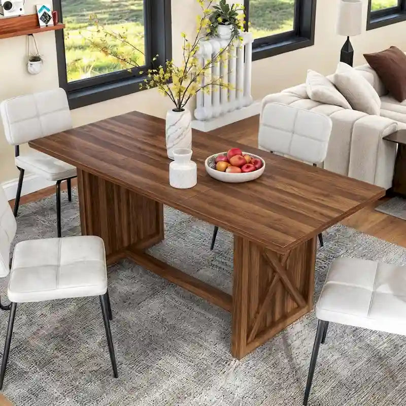 Table de salle à manger Moasis 70,8 de style ferme, pour 6 à 8 personnes