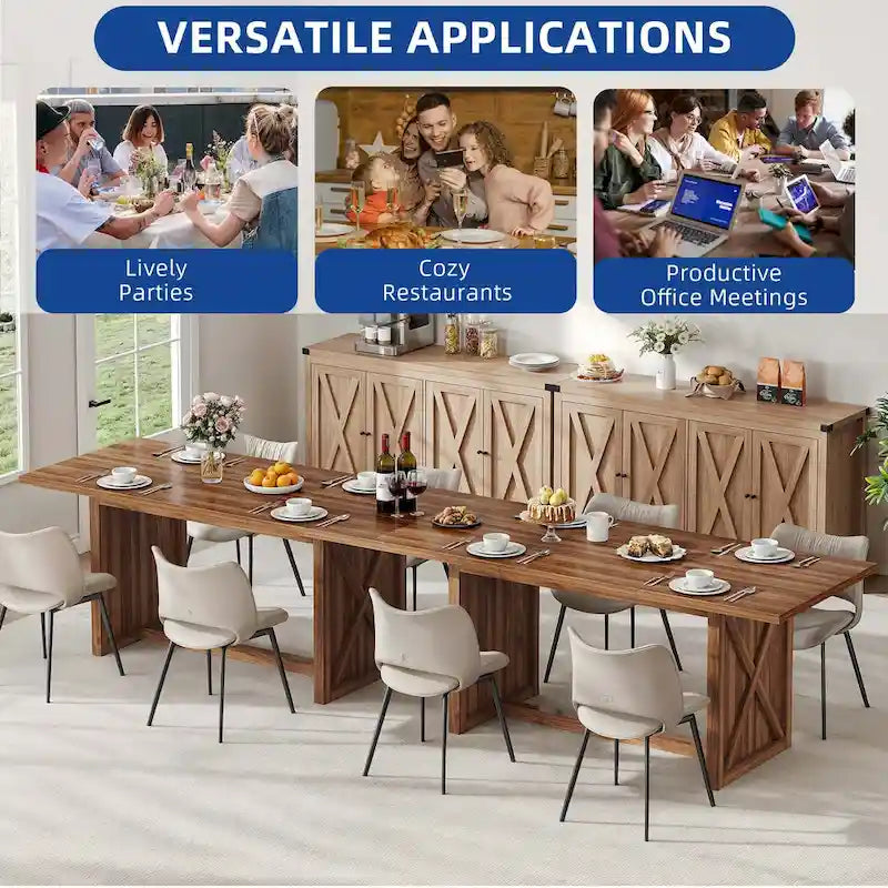 Table de salle à manger Moasis 70,8 de style ferme, pour 6 à 8 personnes
