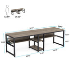 78,7" Bureau deux personnes avec étagère | Style industriel | Marron / Blanc / Noir / Gris / Gris clair