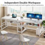 78,7" Bureau deux personnes avec étagère | Style industriel | Marron / Blanc / Noir / Gris / Gris clair