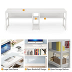 78,7" Bureau deux personnes avec étagère | Style industriel | Marron / Blanc / Noir / Gris / Gris clair
