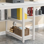 78,7" Bureau deux personnes avec étagère | Style industriel | Marron / Blanc / Noir / Gris / Gris clair