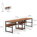 78,7" Bureau deux personnes avec étagère | Style industriel | Marron / Blanc / Noir / Gris / Gris clair