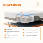 Cadre de lit réglable ESHINE - Matelas hybride à mémoire de forme 2000 Series de 14 pouces