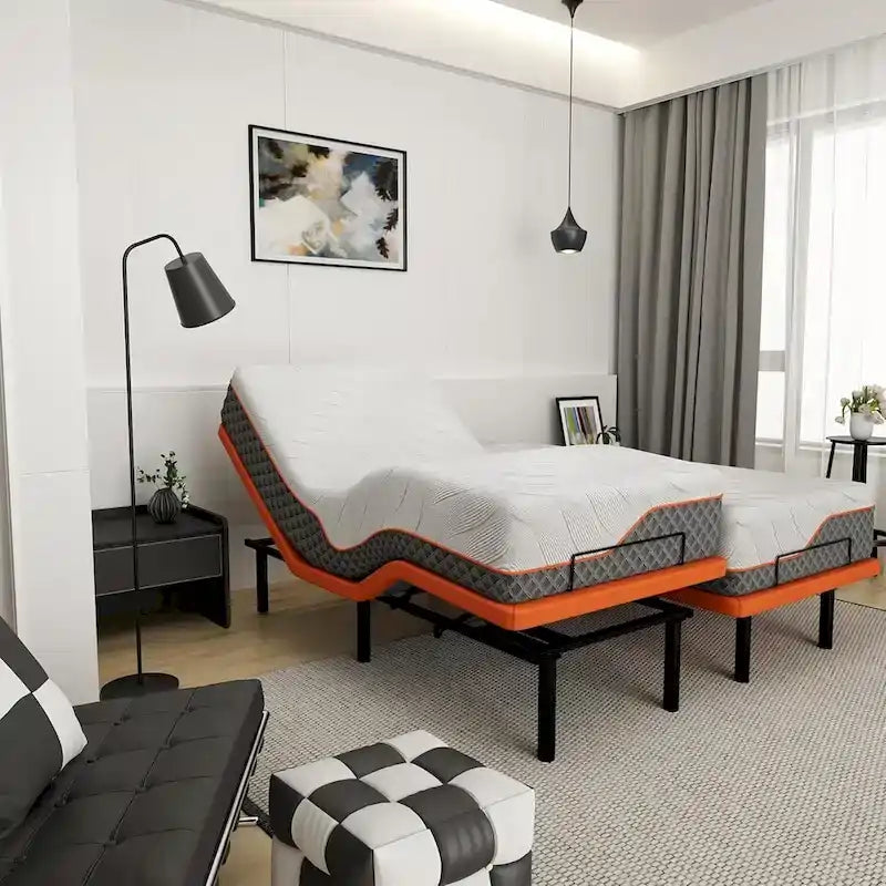 Cadre de lit réglable ESHINE - Matelas hybride à mémoire de forme 2000 Series de 14 pouces