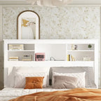 65Tête de lit Queen Size avec bibliothèque Timechee, étagère réglable et lumière RVB