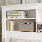 65Tête de lit Queen Size avec bibliothèque Timechee, étagère réglable et lumière RVB