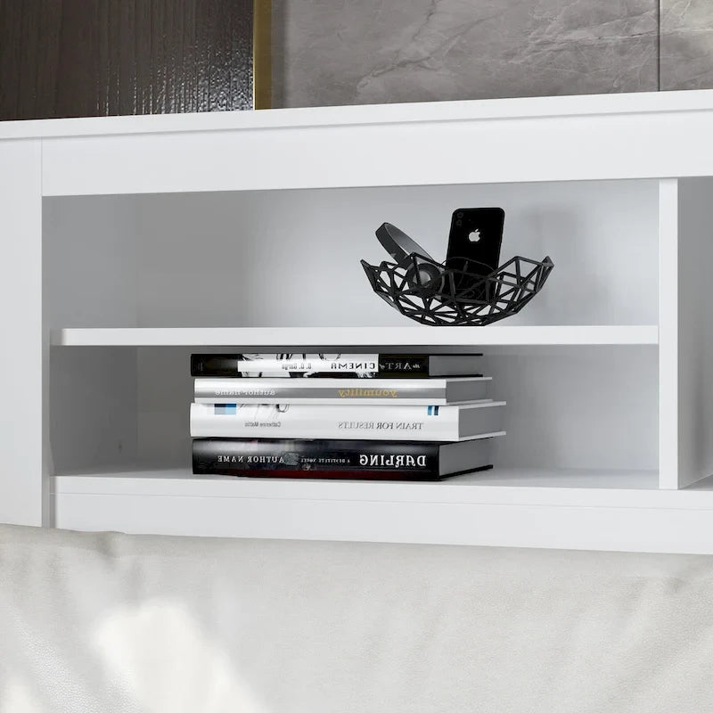 65Tête de lit Queen Size avec bibliothèque Timechee, étagère réglable et lumière RVB