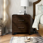 Table de chevet Bett Transitional en bois massif de noyer à 2 tiroirs par Furniture of America