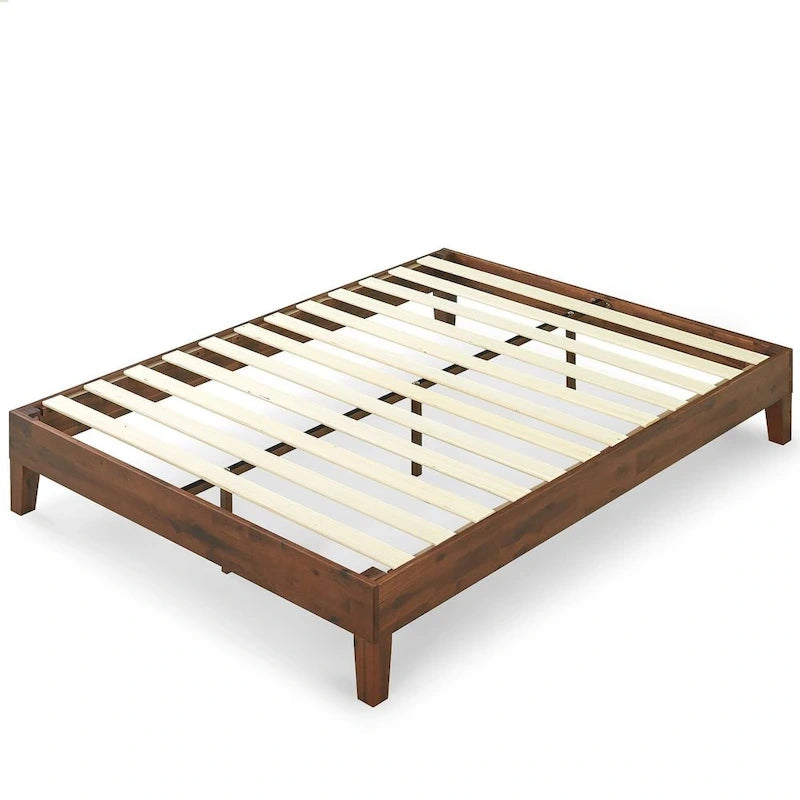 Lit plateforme Priage by Zinus Deluxe en bois massif expresso antique