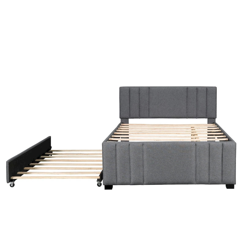 Lit plateforme rembourré avec lit gigogne