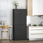 Armoire de cuisine 4 portes noire/blanche avec 6 étagères, montage par 1 personne