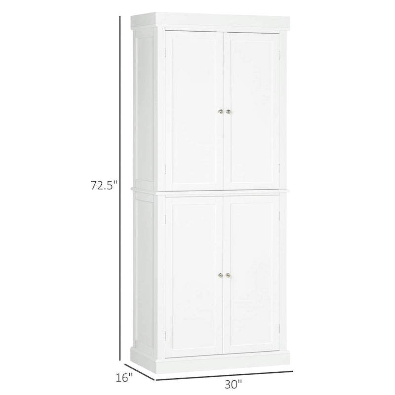 Armoire de cuisine 4 portes noire/blanche avec 6 étagères, montage par 1 personne