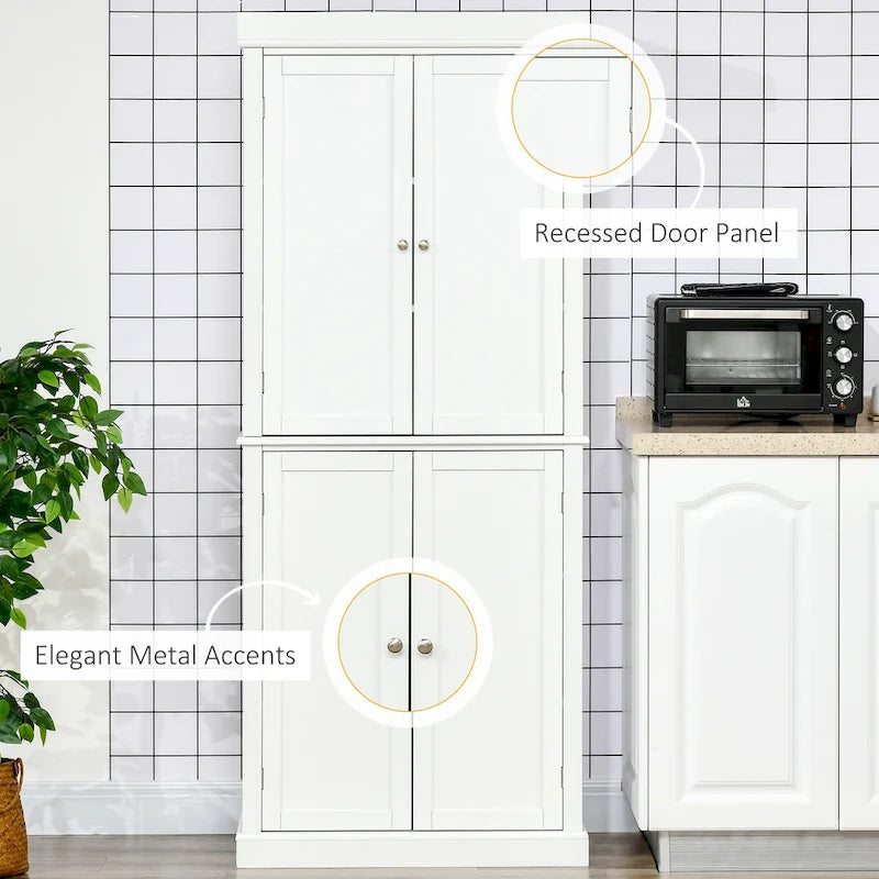Armoire de cuisine 4 portes noire/blanche avec 6 étagères, montage par 1 personne
