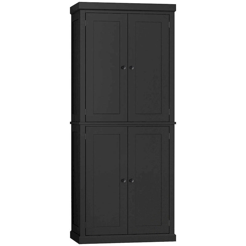Armoire de cuisine 4 portes noire/blanche avec 6 étagères, montage par 1 personne