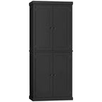 Armoire de cuisine 4 portes noire/blanche avec 6 étagères, montage par 1 personne