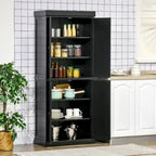 Armoire de cuisine 4 portes noire/blanche avec 6 étagères, montage par 1 personne