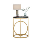 Table d'appoint ronde en bois, marbre blanc, 20 po, avec base en O dorée