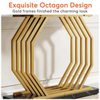 Console dorée, table d'entrée en faux marbre, table de canapé étroite avec base métallique géométrique, table d'appoint moderne de 101,6 cm