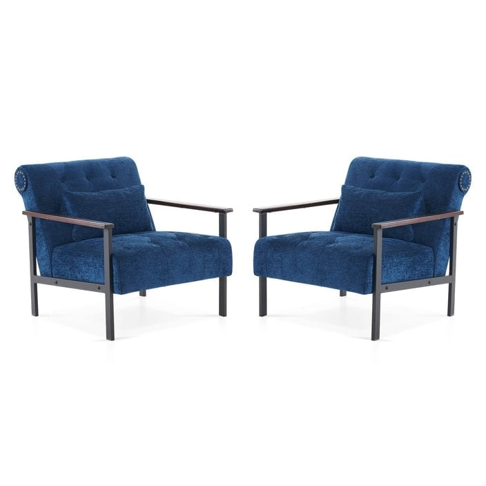 MCombo lot de 2 fauteuils de salon modernes, ergonomiques pour le salon, en chenille, HQ417
