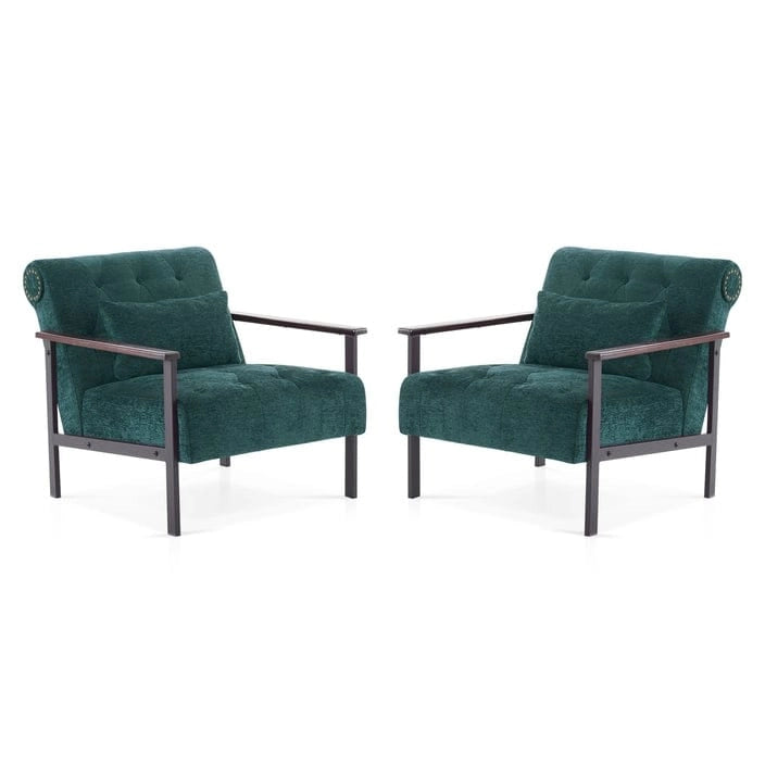 MCombo lot de 2 fauteuils de salon modernes, ergonomiques pour le salon, en chenille, HQ417