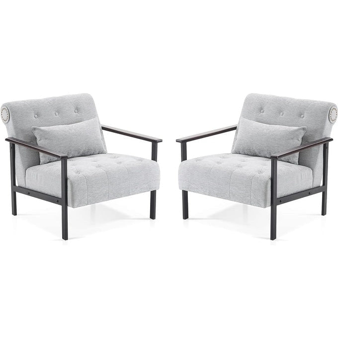MCombo lot de 2 fauteuils de salon modernes, ergonomiques pour le salon, en chenille, HQ417