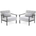 MCombo lot de 2 fauteuils de salon modernes, ergonomiques pour le salon, en chenille, HQ417