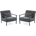 MCombo lot de 2 fauteuils de salon modernes, ergonomiques pour le salon, en chenille, HQ417