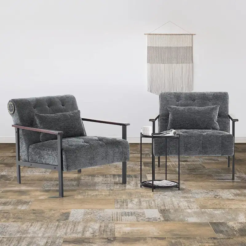 MCombo lot de 2 fauteuils de salon modernes, ergonomiques pour le salon, en chenille, HQ417