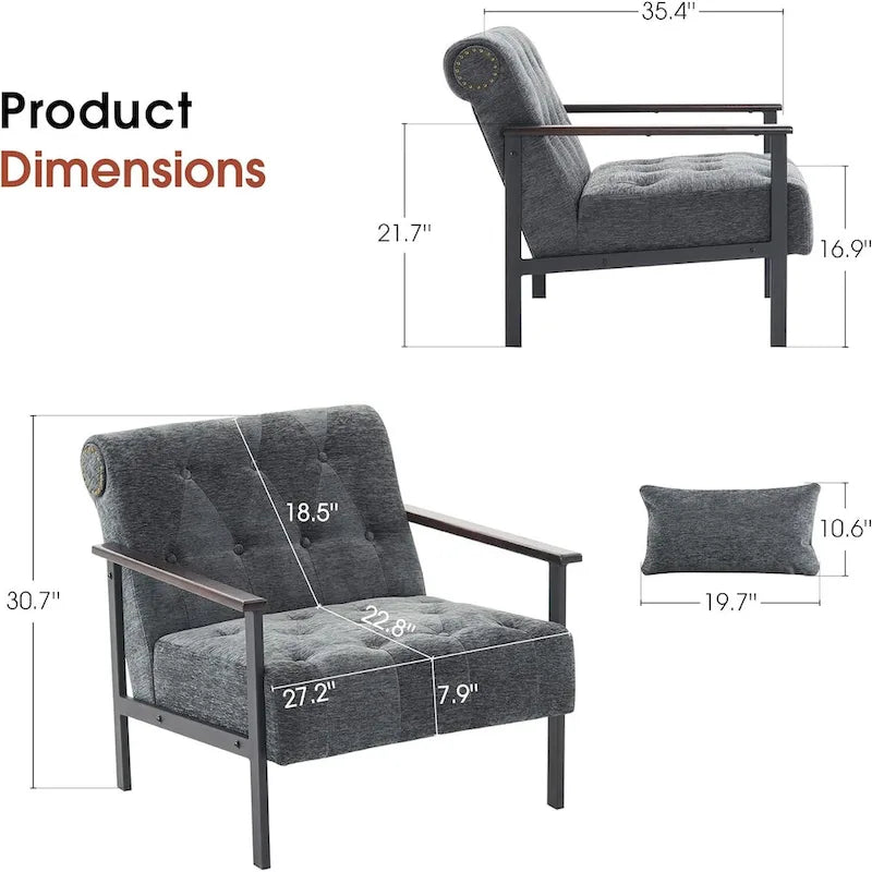 MCombo lot de 2 fauteuils de salon modernes, ergonomiques pour le salon, en chenille, HQ417