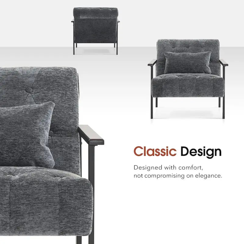 MCombo lot de 2 fauteuils de salon modernes, ergonomiques pour le salon, en chenille, HQ417
