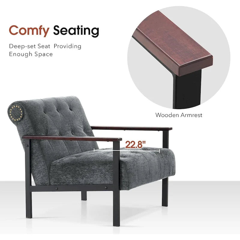 MCombo lot de 2 fauteuils de salon modernes, ergonomiques pour le salon, en chenille, HQ417