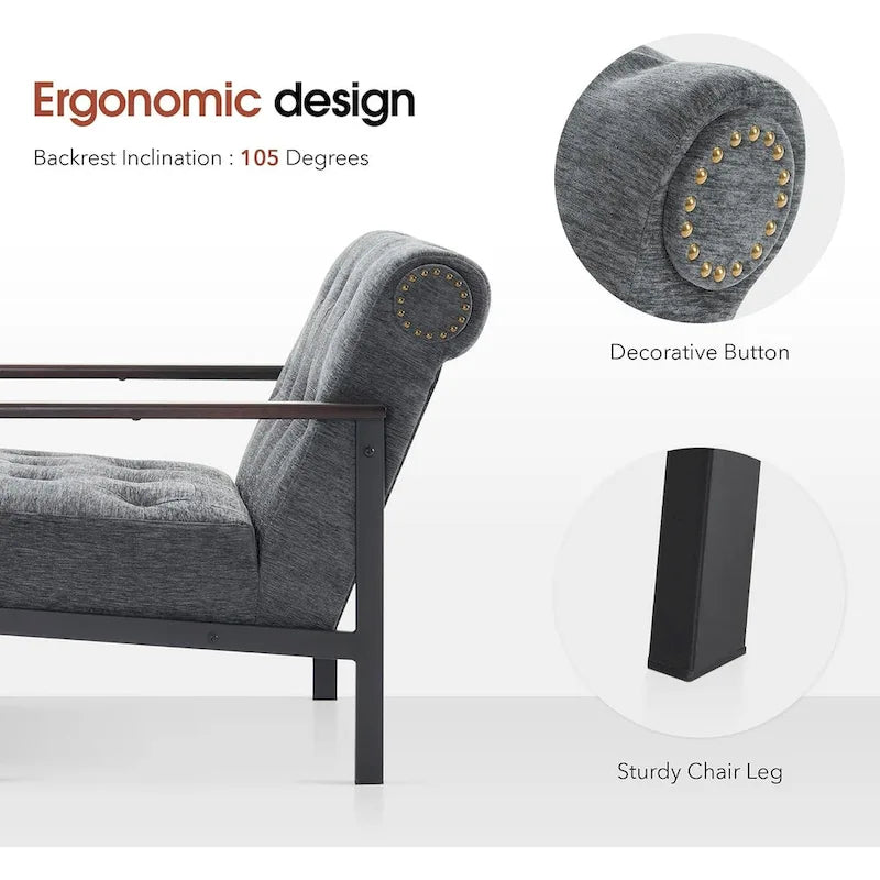 MCombo lot de 2 fauteuils de salon modernes, ergonomiques pour le salon, en chenille, HQ417