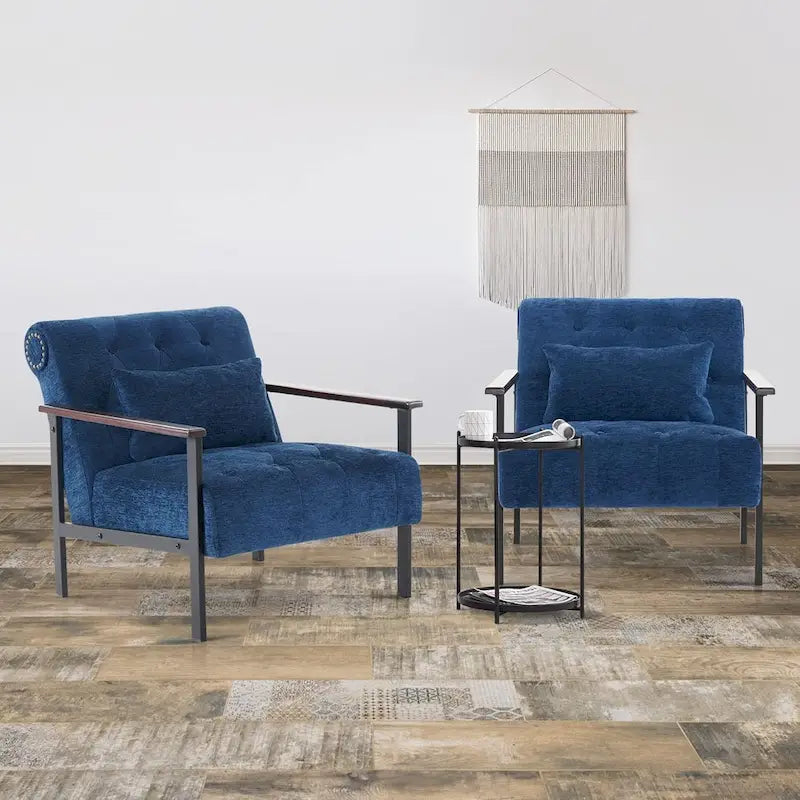 MCombo lot de 2 fauteuils de salon modernes, ergonomiques pour le salon, en chenille, HQ417
