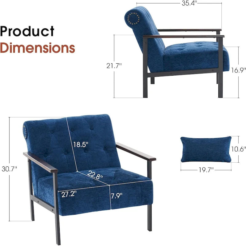 MCombo lot de 2 fauteuils de salon modernes, ergonomiques pour le salon, en chenille, HQ417