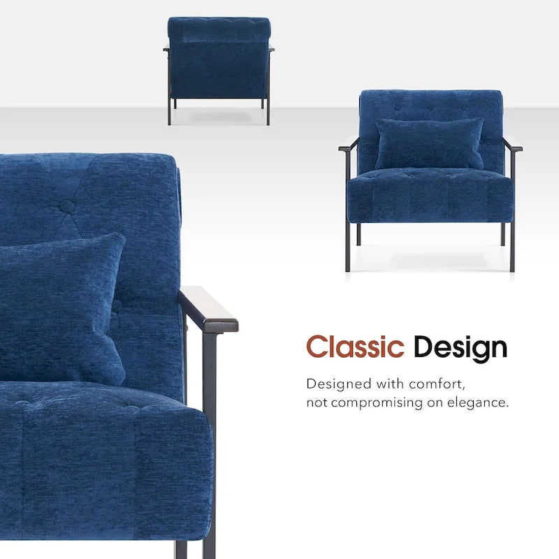 MCombo lot de 2 fauteuils de salon modernes, ergonomiques pour le salon, en chenille, HQ417