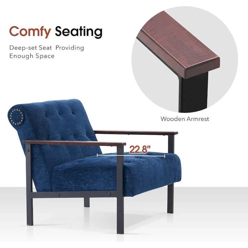 MCombo lot de 2 fauteuils de salon modernes, ergonomiques pour le salon, en chenille, HQ417