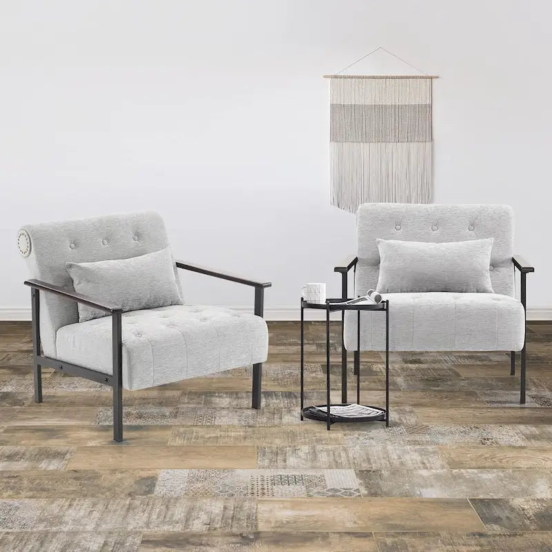 MCombo lot de 2 fauteuils de salon modernes, ergonomiques pour le salon, en chenille, HQ417