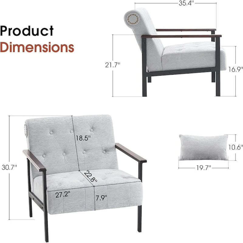 MCombo lot de 2 fauteuils de salon modernes, ergonomiques pour le salon, en chenille, HQ417