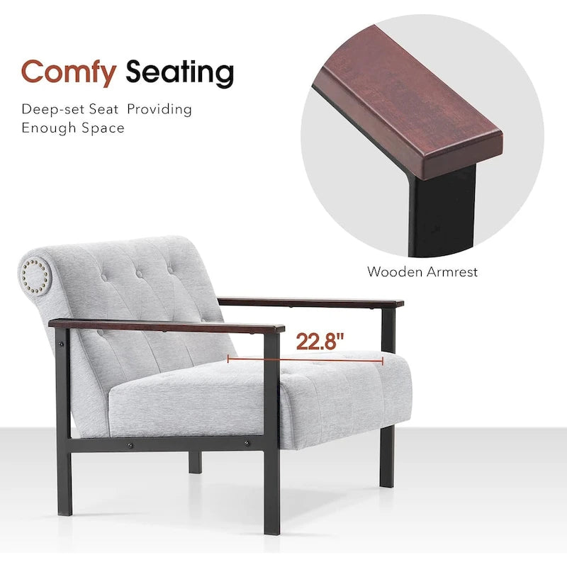 MCombo lot de 2 fauteuils de salon modernes, ergonomiques pour le salon, en chenille, HQ417