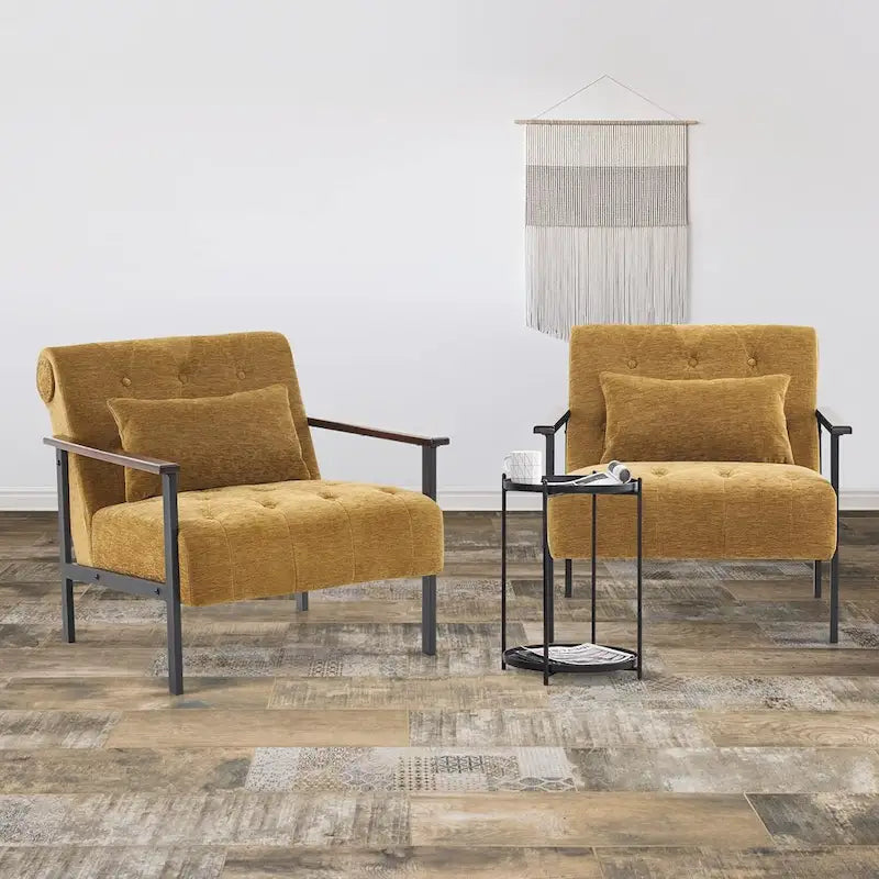 MCombo lot de 2 fauteuils de salon modernes, ergonomiques pour le salon, en chenille, HQ417