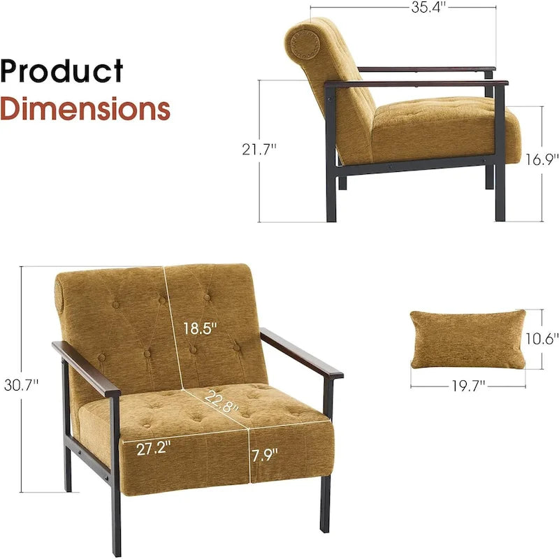 MCombo lot de 2 fauteuils de salon modernes, ergonomiques pour le salon, en chenille, HQ417
