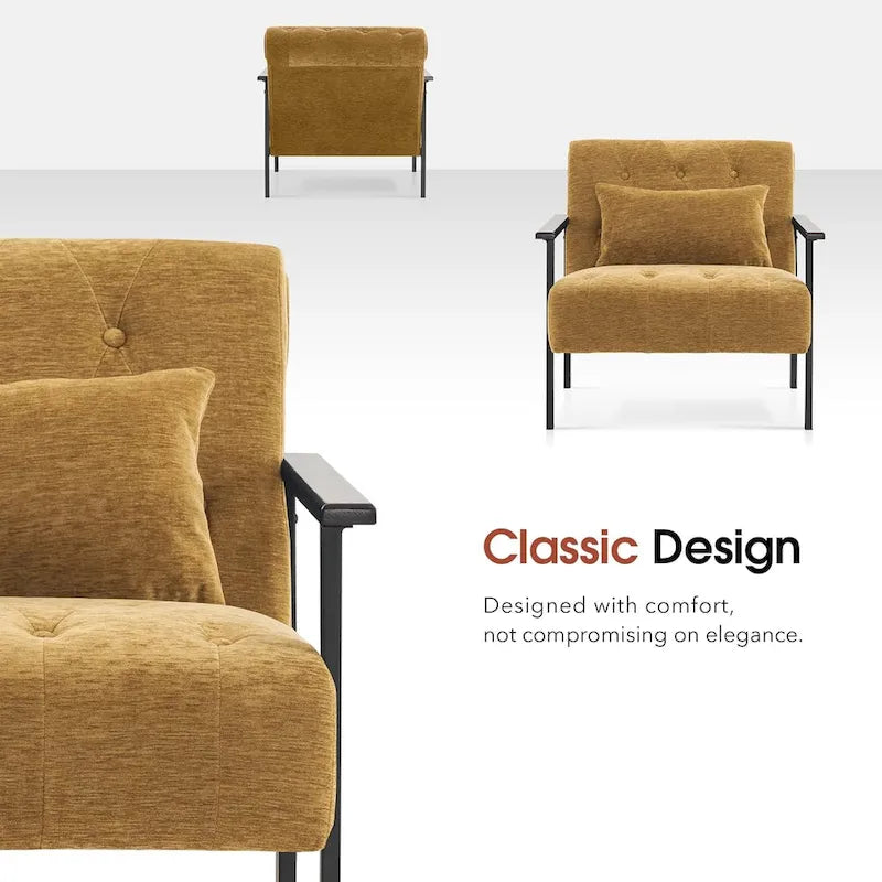 MCombo lot de 2 fauteuils de salon modernes, ergonomiques pour le salon, en chenille, HQ417