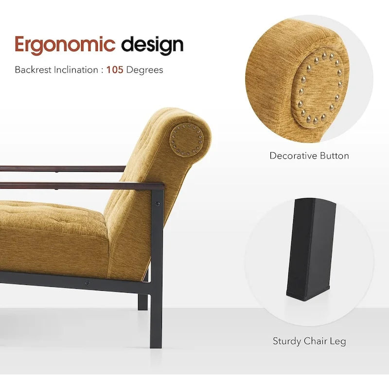 MCombo lot de 2 fauteuils de salon modernes, ergonomiques pour le salon, en chenille, HQ417